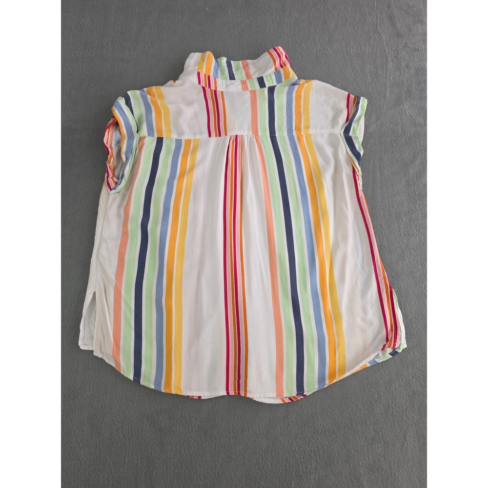 Colorful Vertical Striped Rainbow Button Front Blouse No‎ Boundaries Medium - Picture 3 of 8